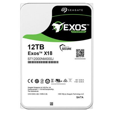 シーゲート エキソス X18 ST12000NM000J 12TB 内部ハードドライブ 7200 RPM 256MB キャッシュ SATA 6Gb/s CMR エンタープライズ HDD 24/7 サーバーストレージ