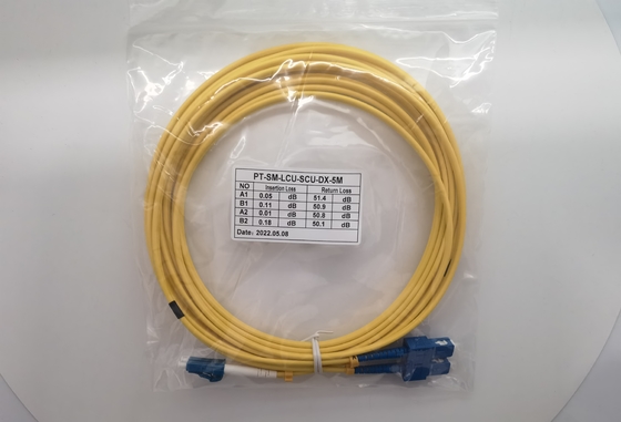 SC UPC複式アパート繊維パッチ ケーブルOS2の単一モードへの5m LC UPC