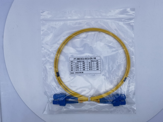 SC UPCのへの10m SC UPCは二重3.0mm OFNR 9/125単一モードをパッチ・コード
