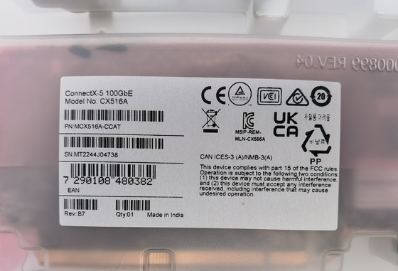 Mellanox MCX516A-CCAT オリジナルブランド ConnectX-5 EN ネットワーク 100GbE デュアルポート QSFP28 PCIe3.0 X 16 光ファイバー機器 PCIe3.0 X