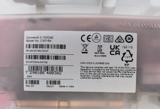 Mellanox MCX516A-CCAT ConnectX-5 EN 100GbE デュアルポート QSFP28 PCIe3.0 X 16 インターフェースカード Tall&Short ブラケット 4G ファイバー接続